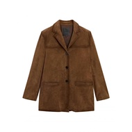 Authentic Massimo Dutti Md Spring New Womens Loose Fashion Retro Brown High Sense Suede Texture Suit