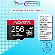 ADATA High Endurance MicroSD Card A2 for CCTV & Car Dashcam High Speed 100/85 MB/s V30 Free Adapter 