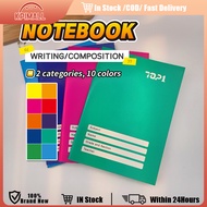 10 Colors Composition Writing Notebook grade 1-5School Stationery Supplies Waterproof 80 Sheets