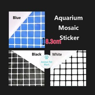 Premium Aquarium Background Sticker, Solid & Mosaic. White, Blue, Black. for akuarium ikan fish tank