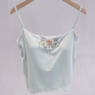 Áo Ba Lỗ Cổ Chữ V Thêu Cổ Điển Áo Tập Khiêu Vũ Dân Tộc Áo Ba Lỗ Hở Lưng Thời Trang Mùa Hè Cho Nữ