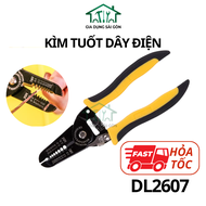 Kìm Cắt Tuốt Dây Điện Deli - Chất Liệu Thép Carbon Φ0.6-2.6mm - 2 Chức Năng Tuốt và Cắt - DL2607