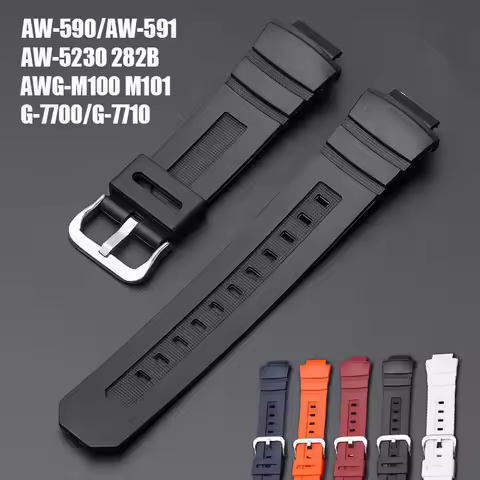 16mm Rubber watch Strap for Casio G SHOCK AW-590/591/5230 AWG-M100/101 G-7700/7710 Bracelet WatchBan