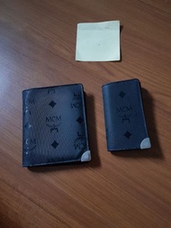 正品 MCM 同系列 二手 皮夾 + 鑰匙包 2個一起合售