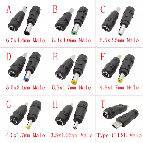 DC Power Male to Female Adapter 6.0x4.4mm 6.3x3.0mm 5.5x2.5mm 5.5x2.1mm 5.5x1.7mm 4.8x1.7mm 4.0x1.7m