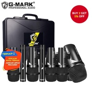 GMark G7S 7Pc Wired Drum Mic Kit Dynamic Kick Bass Tom for Drums Vocal Band DJ Stage Recording Live
