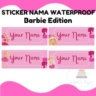 Barbie Waterproof Name Sticker