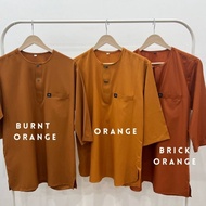 [S-3XL] Kurta Lelaki Oren Bata | Kurta Lelaki Burnt Orange | Kurta Lelaki Brick Orange | Kurta Raya 