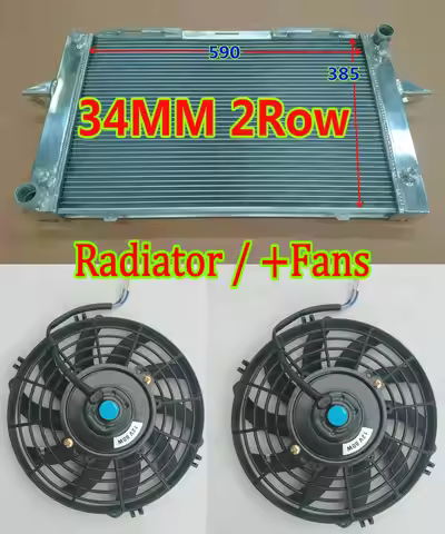 NEW 2 ROW 34mm Aluminum Radiator & Fans For Volvo 850 series 1993-1997 Volvo C70 V70 S70 X/C T5 1997