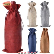 FKILLAONE 3Pcs Wine Bottle Cover, Champagne Gift Drawstring Linen Bag, Durable Packaging Pouch Washable Wine Bottle Bag Wedding Christmas Party