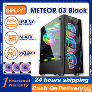 INPLAY Pc Case with Fans Computer Gaming Desktop Matx Table Tempered Glass Inplay Meteor 03/30 CPU W