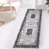 Superior Medallion Indoor Washable Runner Rug, Cotton Backing, Pet & Kid Friendly, Non-Slip Rugs for