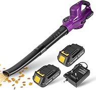 Exmate Leaf Blower Battery, Leaf Vacuum Electric Set with 2 x 2.0 Ah Lithium Battery and Charger, 20