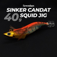 Sinker Candat Squid Jig #3.5/40g Egi Eging Fishing Casting Hook Pancing Sotong Mabang Umpan Udang Ti