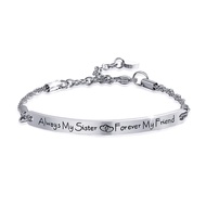 BULLION GOLD Sisters Forever Inscriptions White Gold Bar Bracelet