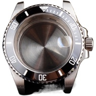 Watch Case for NH35/36 Movement 316L Stainless Steel Sapphire Crystal Magnifier 40mm Black Sub Ceram