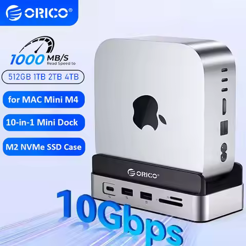 ORICO Mini Dock Station Multi Port Hub USB C Splitter Expansion M2 SSD Case Storage with 512GB 1TB 2