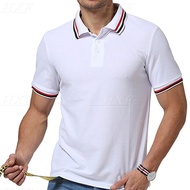 Men's short sleeved POLO shirt Men's summer casual contrasting striped polo shirt top polo t shirt m