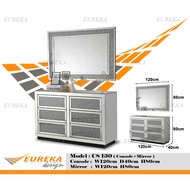 EUREKA 4ft Console Cabinet Mirror Diamond Modern Wood / Meja Konsol CS130 (Delivery & Installation K