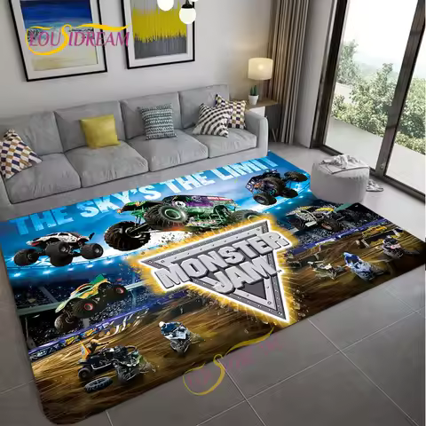 Monster Jam Truck Game Carpet for Living Room Bedroom Rug Kitchen Kids Door Unslip Floor Mat Birthda
