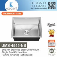 UMS-4545-NS SUS304 Stainless Steel Undermount Single Bowl Kitchen Sink