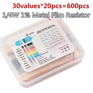 30values X20pcs=300pcs 1/4W Metal Film Resistor Kit 1% Resistor Assorted Kit Set 10R -1M Ohm Resista