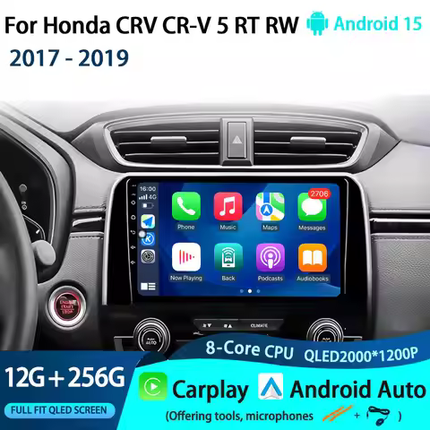 For Honda CRV CR-V 5 RT RW 2017 - 2019 Android 15 Car Radio Multimedia Stereo Video Player 4G WIFI n