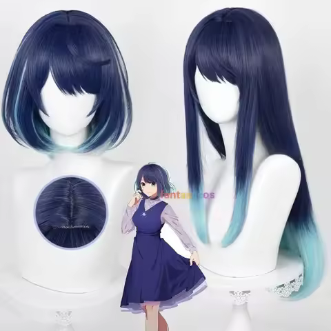 Kurokawa Akane Wig Oshi No Ko Cosplay Long Wig Black Blue Grey Wig Heat Resistant Synthetic Wigs for