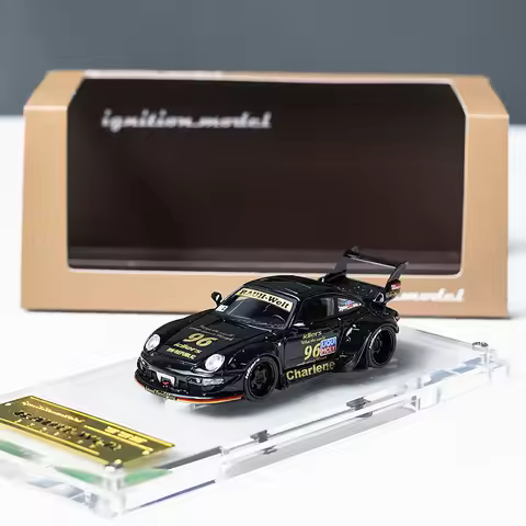 IG Ignition 1: 64 RWB 993 Black high-tail gold label resin car model collectible ornament