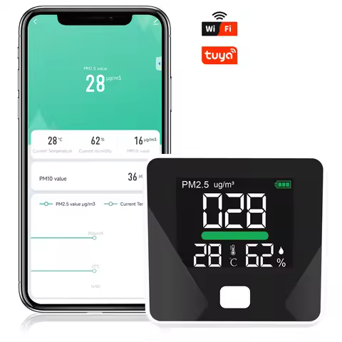 PM2.5 Air Quality Monitor High Precision Temp Humidity PM2.5 Laser Sensor Monitor Tuya-WIFI Connecti