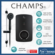 [Installation Available] Champs Wish Black Instant Water Heater with Shower Holder Set