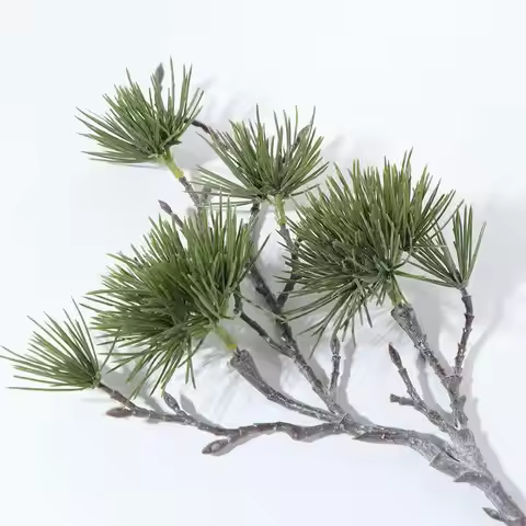 Green Artificial Pine Branch Luxury Plastic Pine Trees Plants Elegant Realistic Fake Plants For Home