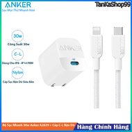 Sạc Anker 30w A2639 Kèm Cáp USB-C to Lightning A81A5 Bện Dù Cho iPhone 8 X 11 12 13 14 Pro Max Chuẩn