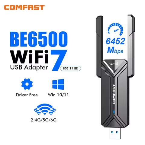 Comfast BE6500 Wifi 7 Usb Adapter Tri-Band 6G/5G/2G Usb 3.0 Adaptador Antena Wifi Para PC Network Ca