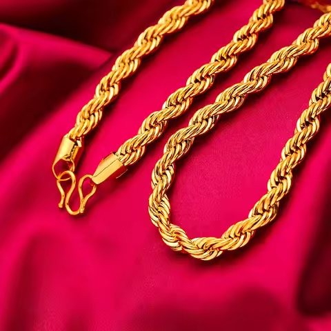 Men 24K Gold AU999 Pure Gold Dragon Head Twist Chain Necklace - Solid durable, 3D plump, non-deforma