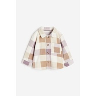 เสื้อแจ็คเก็ตเด็กผู้ชายและเด็กผู้หญิง HM เสื้อคลุมแขนยาวลายสก็อตปุ่มปกเปิดฤดูใบไม้ร่วง 1208238 เสื้อ