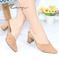 EMYE - Sepatu Sandal Heels Pesta Brukat Pengantin Wanita Bustong Putih Kebaya Weddingshoes 7cm