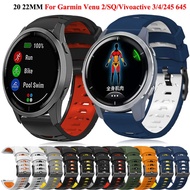 20 22mm Smart Watch Strap For Garmin Vivoactive 3/4 Venu 2 Plus SQ 2 Silicone Wristband Forerunner 245 645 55 Watchband Bracelet