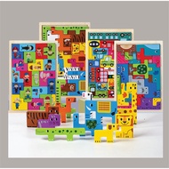 Wooden Tetris Jigsaw Animal Puzzle Jigsaw Puzzle Puzzle for Kids