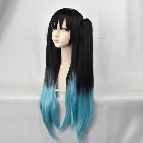 Muichiro Tokito Cosplay Wig- Gradient Black Green Wig with Bangs