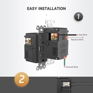 USB Outlet Receptacle, 20 Amp Duplex Tamper-Resistant Plug, Black Modern Wall Socket with 3 USB Port