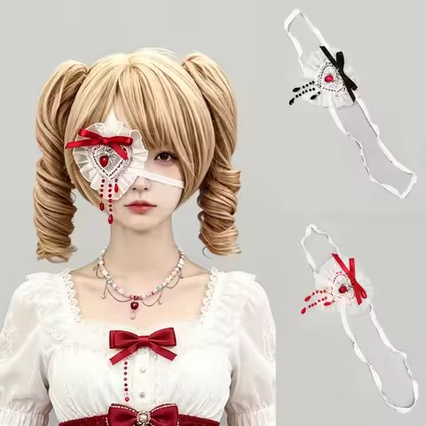 Dark Gothic Lolita Spider Eye Mask Y2K Yandere Vampire Single Eye Patch Lace Eye Mask Anime Cosplay 