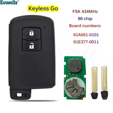 2B Smart Remote Key Fob FSK 433MHz 434MHz 88 Chip for Toyota RAV4 Auris Yaris Hybrid Auris Board ID 