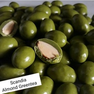 Coklat GreenTea Almond 250gr merk Scandia Coklat Matcha Almond Kiloan Cokelat Isi Kacang Almond