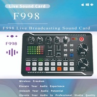 F998 Live Sound Card Audio Mixer, Podcast Audio Interface with DJ Mixer Effects, Voice Changer with 