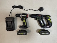 Worx 電批(WU182) + 衝擊鑽(WU380S) 連2電1叉電器