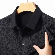 Baju polo sutera ais lelaki Jacquard gaya korea kasual baju polo bernafas