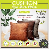 Ideal Deco - Leather Feel Square Throw Pillow Soft Cushion Bantal Segi Empat Hollow Fill Inner Cushi