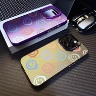 Personality Colorful Smiling Face Phone Case Compatible for IPhone 11 12 13 14 15 Pro Max X XR XS MAX 7/8 Plus Se2020 Independent Mirror Frame Protective Shell