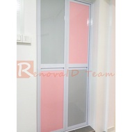 Toilet Bifold Door/ HDB Toilet Door/ Toilet Door/ Aluminum Bifold Toilet Door (White Powder Coated Frame)